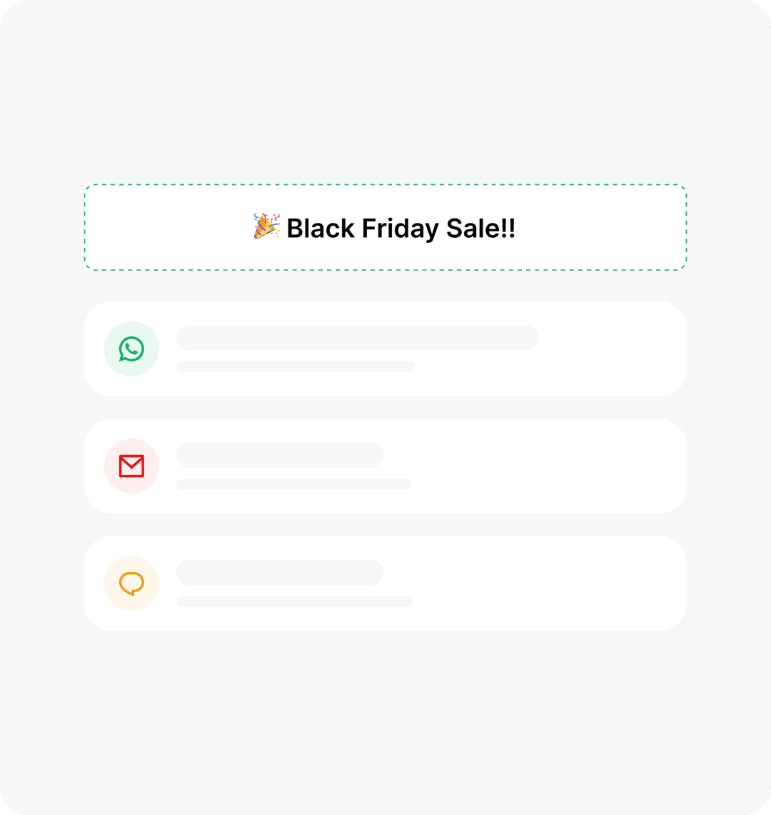 A Black Friday campaign scheduled to go out over email, SMS, and WhatsApp
